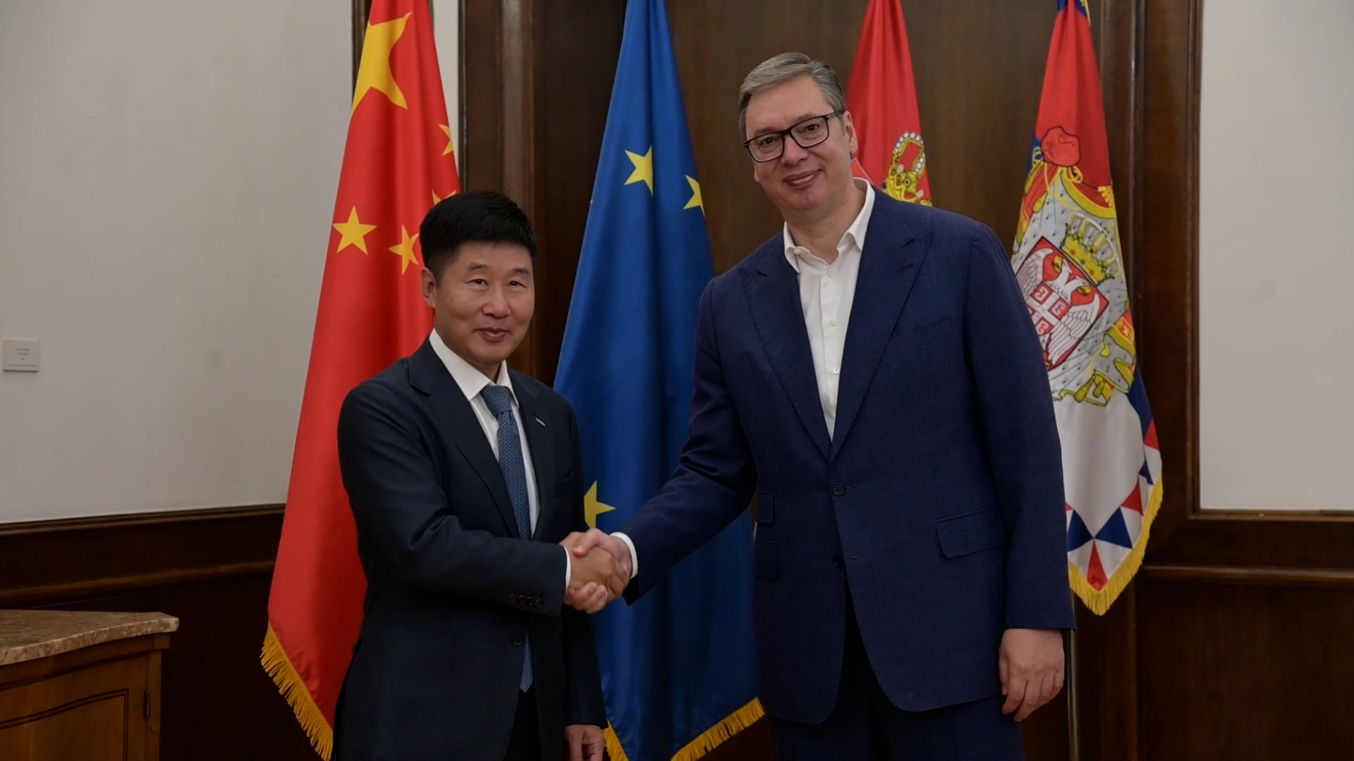 Beograd, predsednik Srbije Aleksandar Vucic se sastaje sa delegacijom kompanije HBIS Group, pokrivanje Beograd, predsednik Srbije Aleksandar Vucic se sastaje sa delegacijom kompanije HBIS Group, pokrivanje